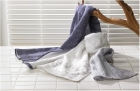 Towel set (Same komon fine dot pattern) - Double-faced gauze towels. Set of 3 (bath towel, hand towel, wash cloth), Edo komon pattern, blue, Uchino Towels